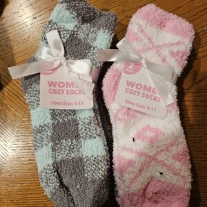 Women's Cozy Socks - Gray and Pink (2 - 2 Packs)